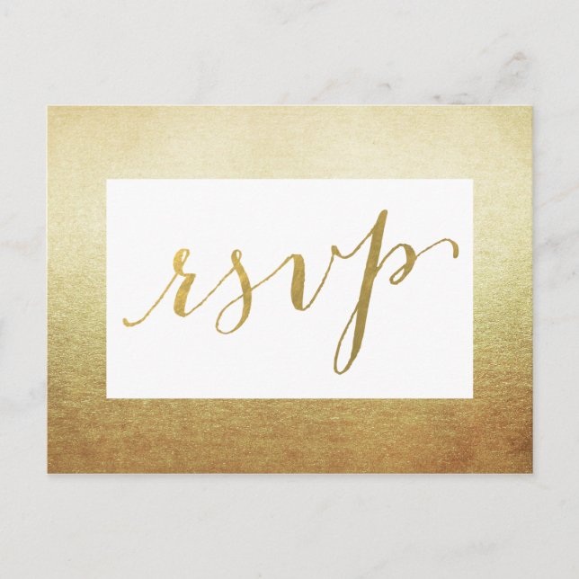 Elegant Gräns Faux Gold Foil Bröllop OSA Inbjudan Vykort (Framsida)
