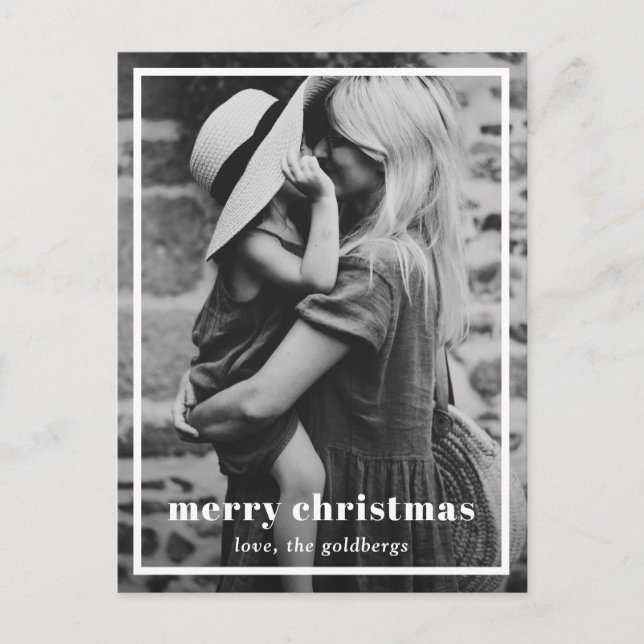 Elegant Gräns Foto Modern jul Helg Vykort (Framsida)