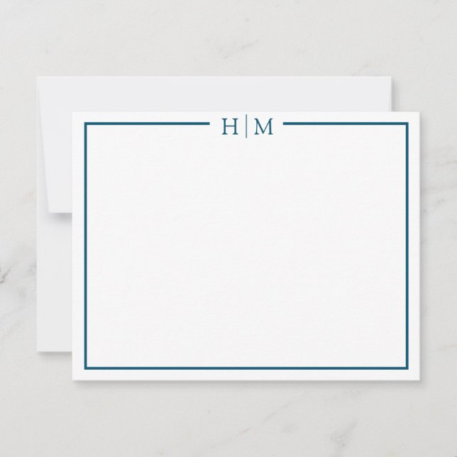 Elegant Gräns Monogrammed minimalistisk minimalist Anteckningskort (Framsida)