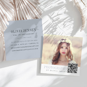 Elegant Gräns QR-kod för fotograf Fyrkantigt Visitkort
