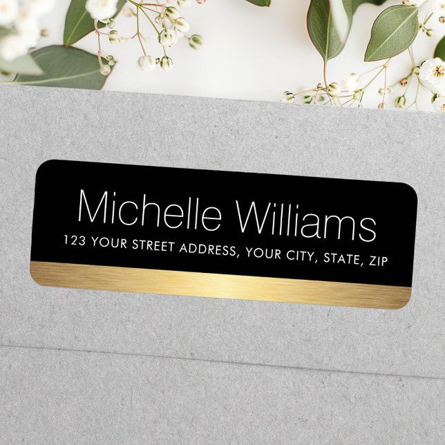 Elegant gräns returadress med gyllene övertoningar returadress etikett (Elegant golden gradient border return address label)