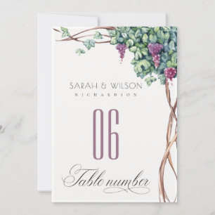 Elegant Grapevine Foliage Bröllop Bordsnummer