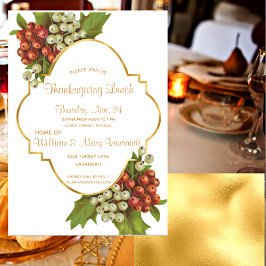 Elegant Graps & Guld Thanksgiving Lunch Inbjudningar