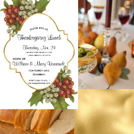 Elegant Graps & Guld Thanksgiving Lunch Inbjudningar
