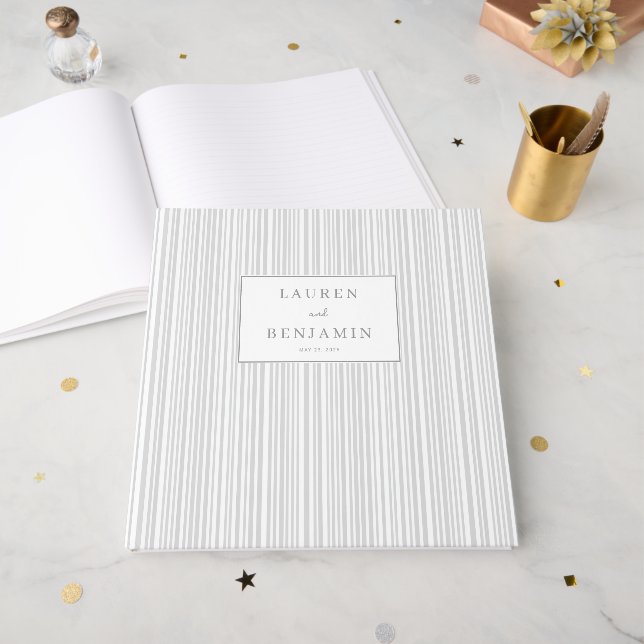 Elegant grårandig minimalistisk gästböcker (Framsidan öppen)