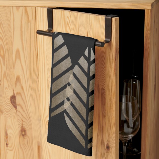 Elegant Gräs Cones koppar Platinum Mönster Kökshandduk (Thirds Fold)