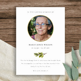 Elegant Gräs Gren Fauna Photo Sympathy Memorial Tack Kort