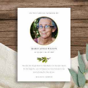 Elegant Gräs Gren Fauna Photo Sympathy Memorial Tack Kort