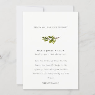 Elegant Gräs Gren Foliage Sympathy Memorial Tack Kort