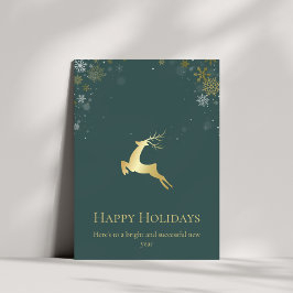 Elegant Gräs Grönt Guld Hjort Business Logotyp Julkort