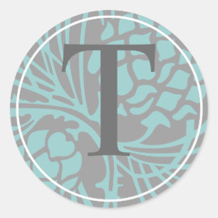 Elegant Gräs Monogram-märke Runt Klistermärke