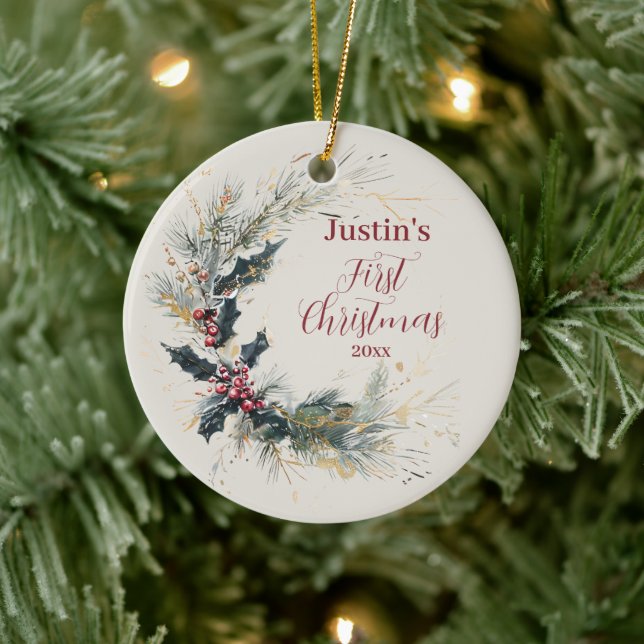 Elegant Gräs och brinnande andedräkt med Guld acce Julgransprydnad Keramik (Träd)