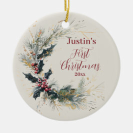 Elegant Gräs och brinnande andedräkt med Guld acce Julgransprydnad Keramik