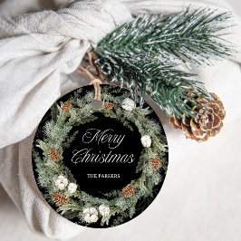 Elegant Gräs och Greenery Black | GOD JUL Gåvor Etiketter