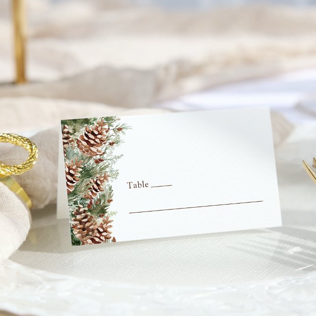 Elegant Gräs Placeringskort (Elegant Pinecone Greenery Table Place Card by Painted Paperie
)