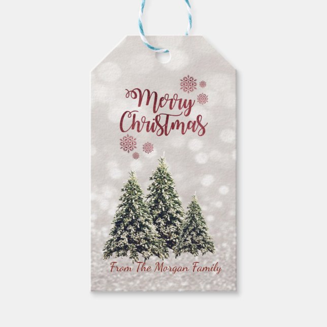 Elegant,Gräs Träd,Glittery Bokeh Presentetikett (Framsidan)