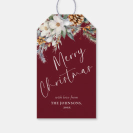 Elegant Gräs Träd Greenery | Röd jul Presentetikett