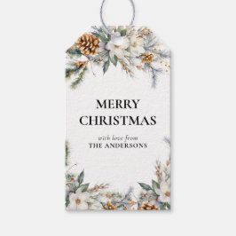 Elegant Gräs Träd Greenery | Svart jul Presentetikett