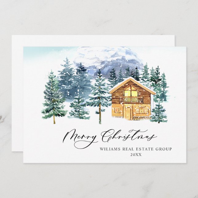 Elegant Gräs Träd, julbolag Hälsning Julkort (Fram/baksida)