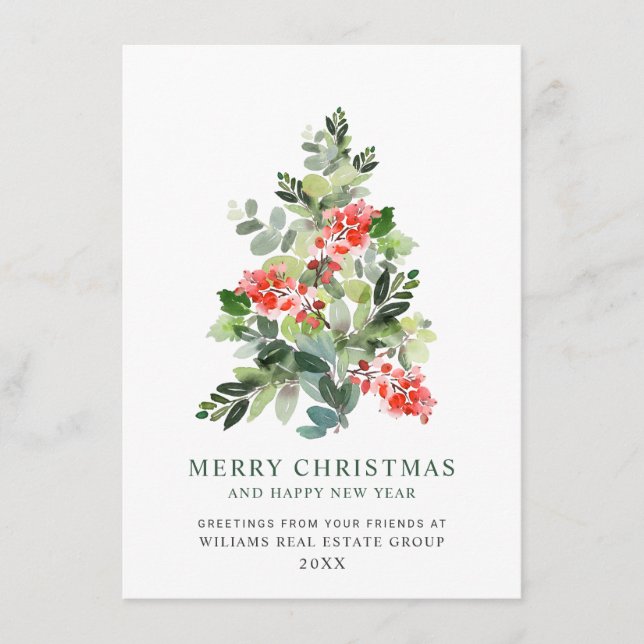 Elegant Gräs Träd, julbolag Hälsning Julkort (Framsida)