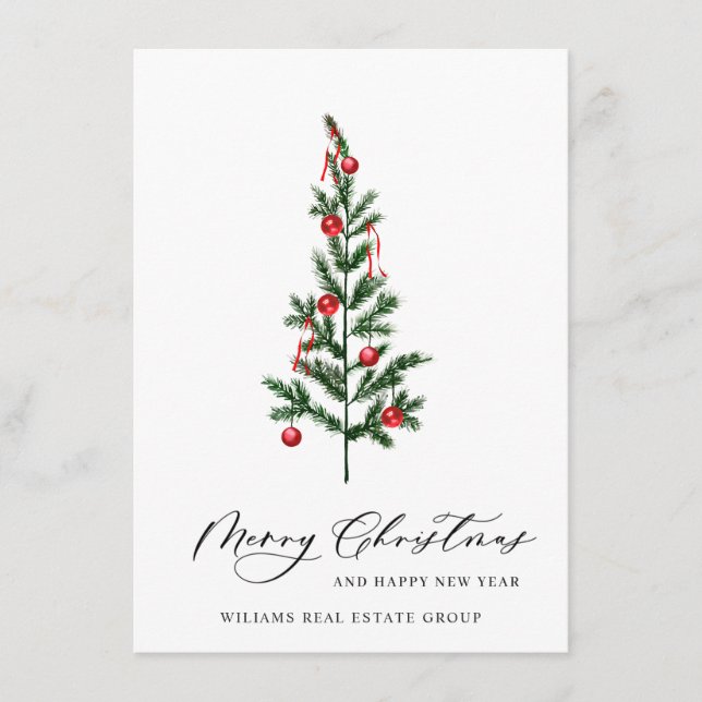 Elegant Gräs Träd, julbolag Hälsning Julkort (Framsida)