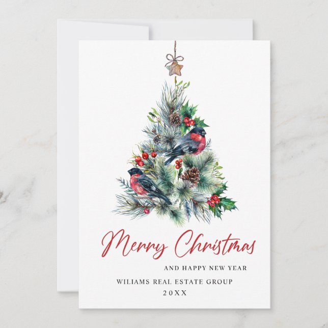 Elegant Gräs Träd, julbolag Hälsning Julkort (Framsida)