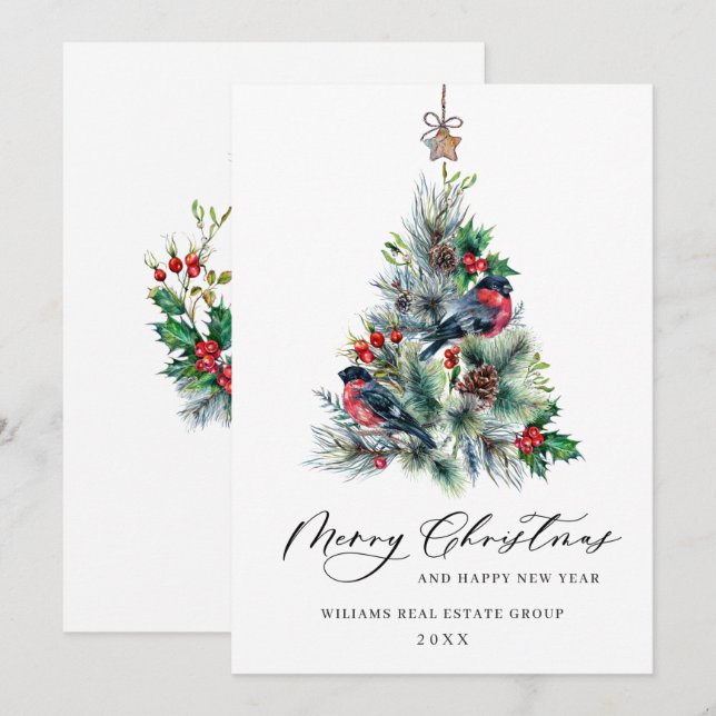 Elegant Gräs Träd, julbolag Hälsning Julkort (Fram/baksida)