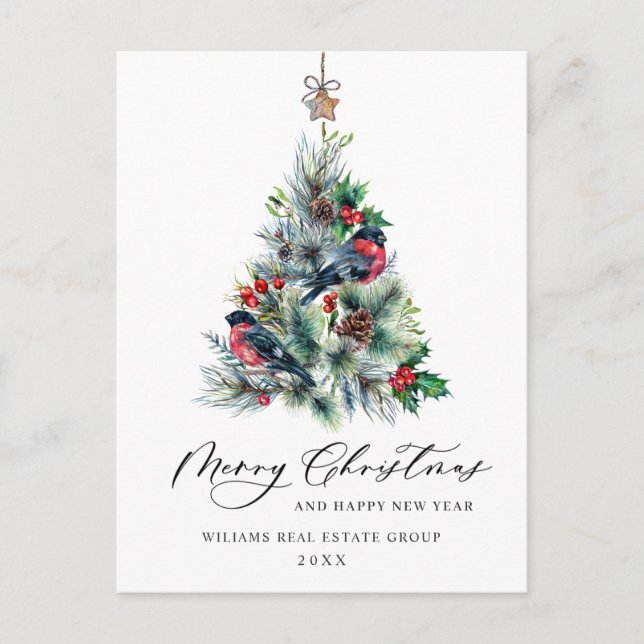 Elegant Gräs Träd, julbolag Hälsning Vykort (Framsida)