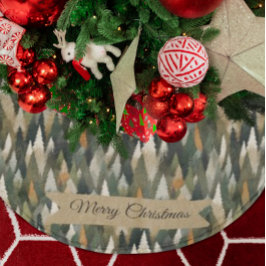 Elegant Gräs Träd Mönster | Rustic Forest Julgransmatta Borstad Polyester