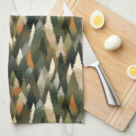 Elegant Gräs Träd Mönster | Rustic Forest Kökshandduk