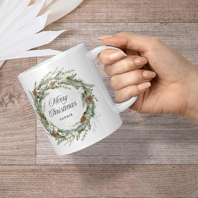 Elegant Gräs Wandan och Greenery | GOD JUL Kaffemugg (An elegant holiday mug)