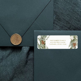 Elegant Gräs Wandan och Greenery | Guld-jul Returadress Etikett