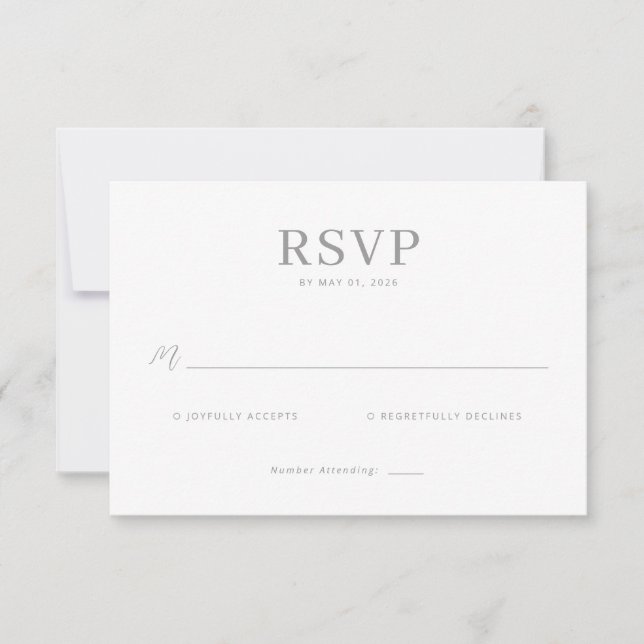 Elegant gråskala RSVP-kort OSA Kort (Framsida)
