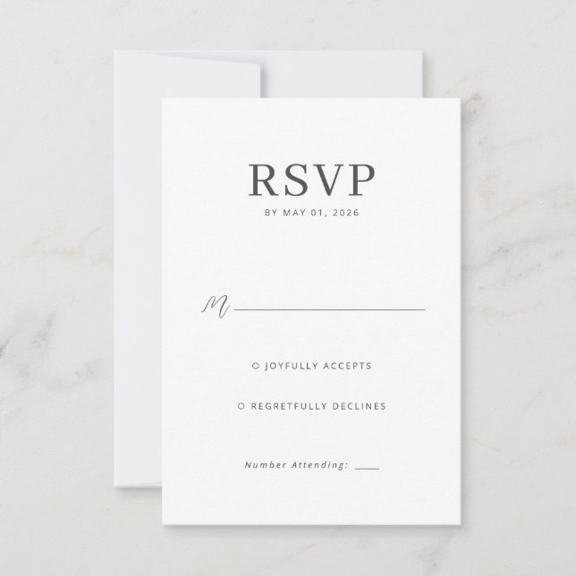 Elegant Gråskala RSVP-kort OSA Kort (Framsida)
