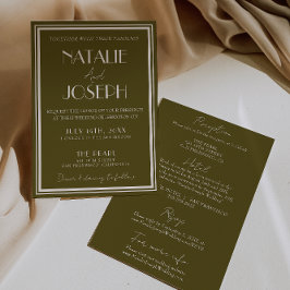 Elegant Gräsmarks Lyxig Retro Allt-i-ett Bröllop Inbjudningar