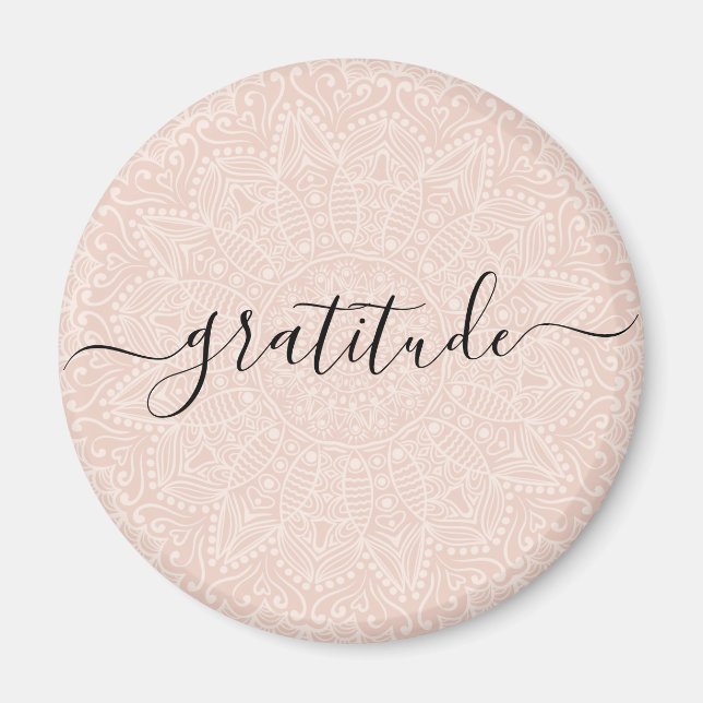 Elegant Gratitude  rosa-skript Magnet (Framsidan)