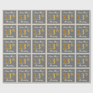 Elegant grått, 13th födelsedag för Fauxguld + N Presentpapper