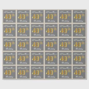 Elegant grått, 40th födelsedag för Fauxguld + N Presentpapper