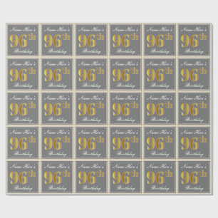 Elegant grått, 96th födelsedag för Fauxguld + Namn Presentpapper