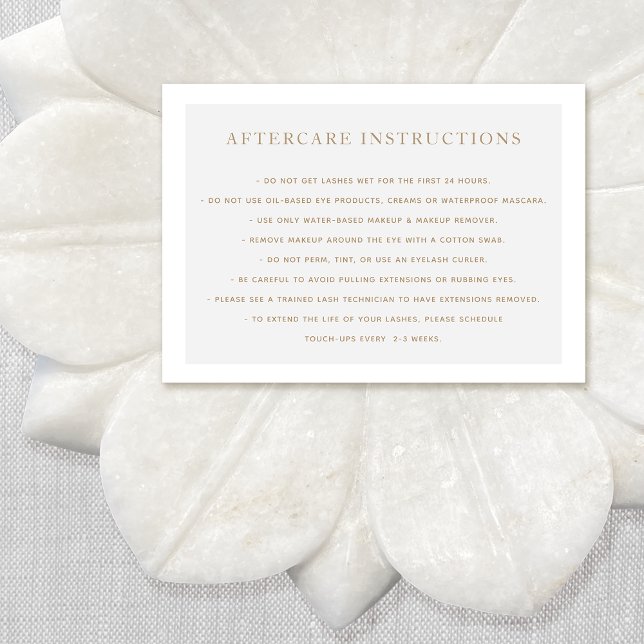 Elegant Grått AfterCare for Lash Extensions Salon Visitkort (Skapare uppladdad)