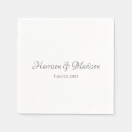 Elegant Grått Anpassningsbar Namn Date Bröllop Pappersservett