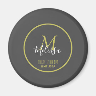 Elegant Grått Beauty Salon SPA av Melissa Monogram Magnet