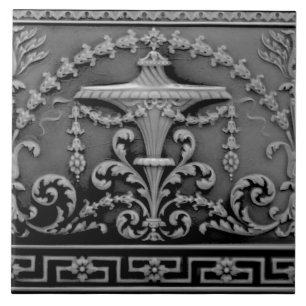 Elegant Grått Black NeoClassique Repro Tile Kakelplatta