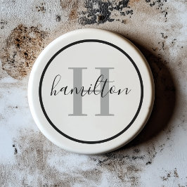 Elegant Grått Black Round Anpassningsbar Monogram  Underlägg