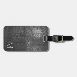 Elegant Grått Black Shiny Struktur Monogram Bagagebricka