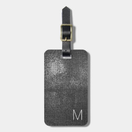 Elegant Grått Black Shiny Struktur Monogram Bagagebricka