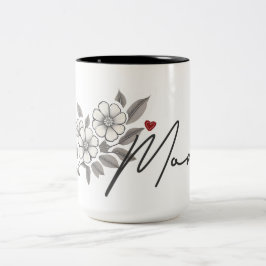 Elegant Grått Blommigt Mamma Mugg Gift