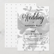 Elegant Grått Blommigt med Dots Bröllop