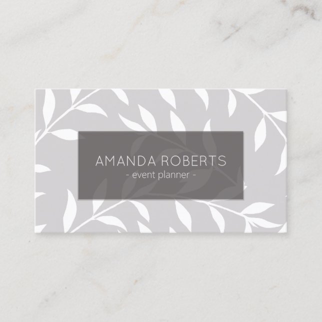 Elegant Grått Blommigt minimalist Visitkort (Framsida)