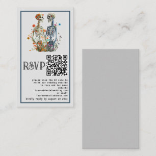 Elegant Grått Blommigt Skeleton QR Bröllop OSA Car Tilläggskort